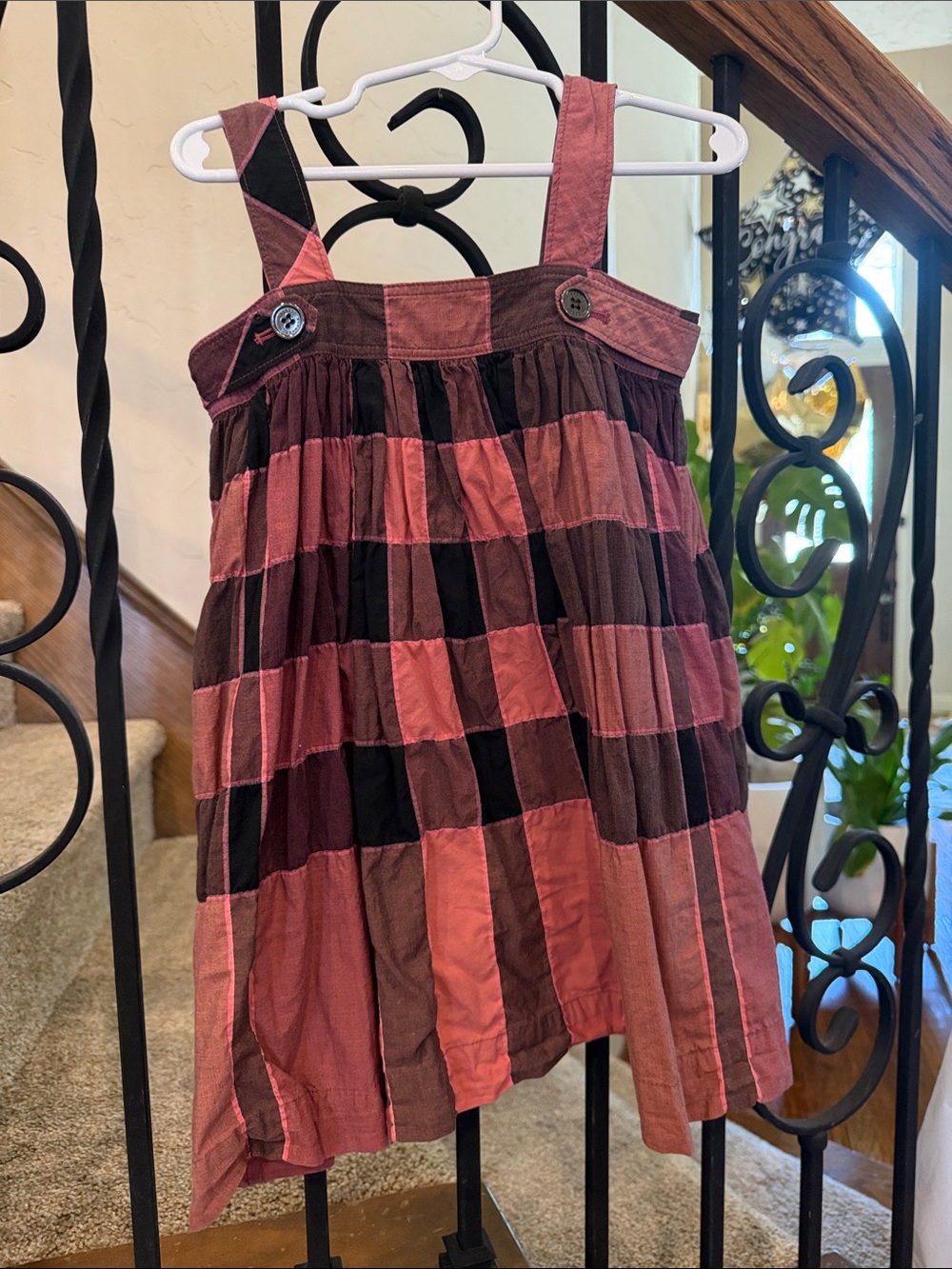 Burberry Pink and Brown Check Girls' Sundress